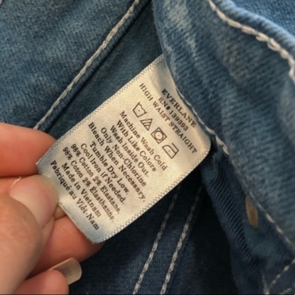 Everlane Blue Acid Wash High Rise Straight 30 - Picture 7 of 12